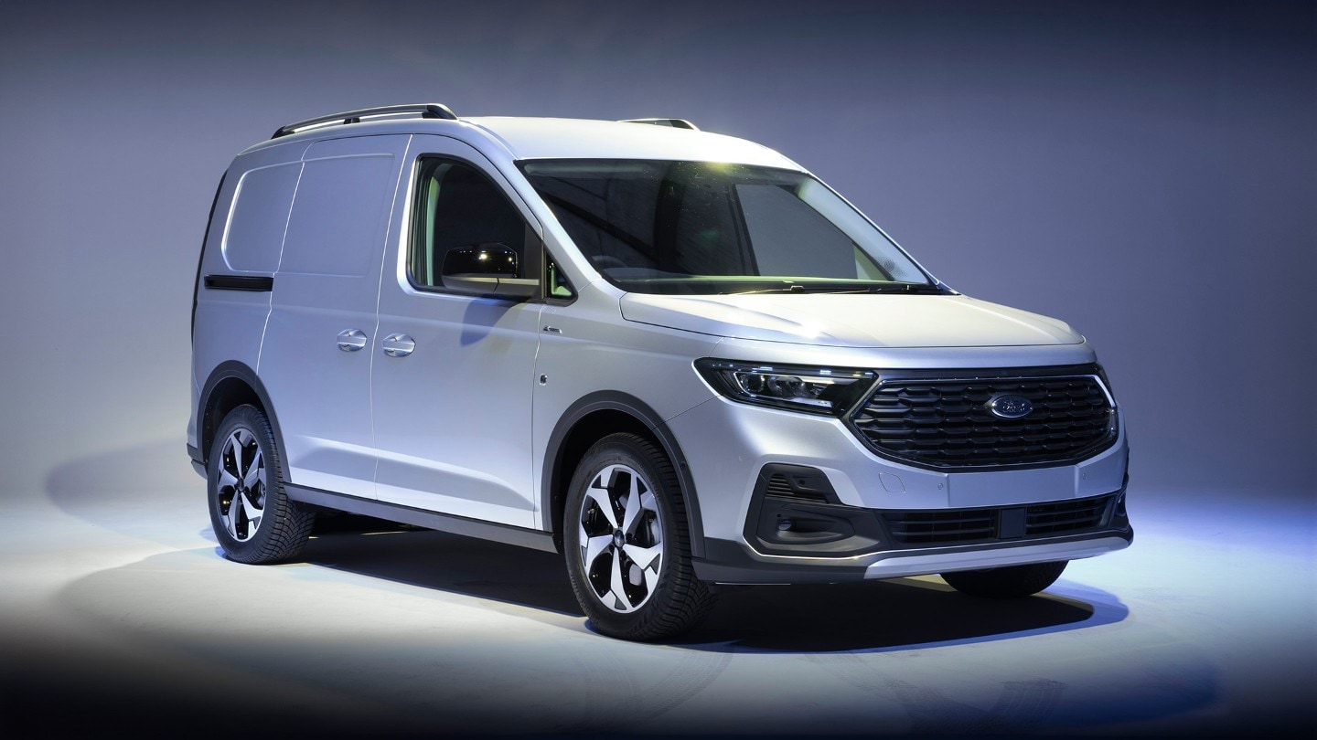 All-New Ford Transit Connect Active in Stardust Silver showing Active styled bumper with skid plate and LED headlamps. 